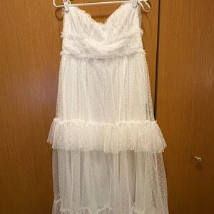 Lulus White Strapless Tiered Maxi Dress